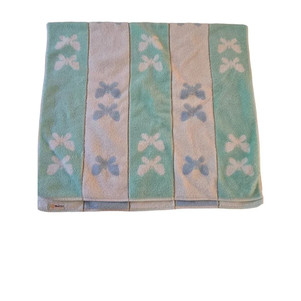 Butterfly Pattern Martex Classic Towels/Washcloth Set Pastel Blue Green‎ Cotton